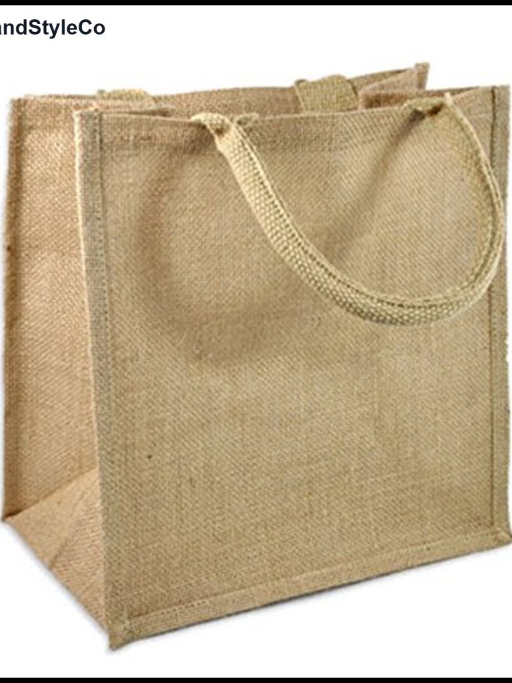 Pack of 12 Reusable Jute Grocery Tote Bags with Cotton Handles